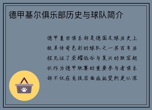 德甲基尔俱乐部历史与球队简介